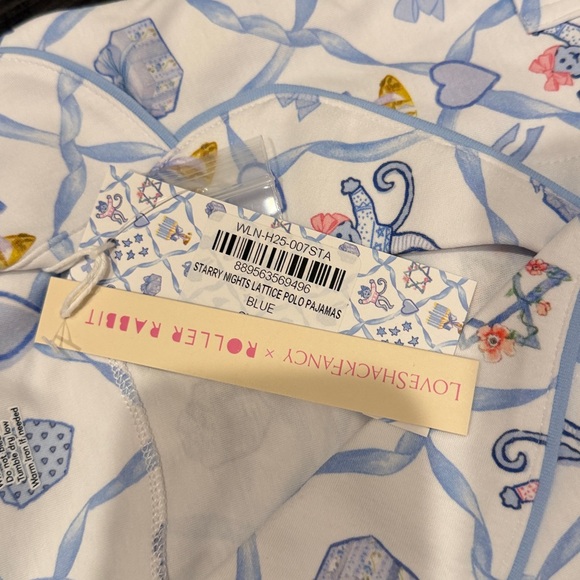 LoveShackFancy x Roller Rabbit Starry Nights Lattice Polo Pajamas - Picture 11 of 12
